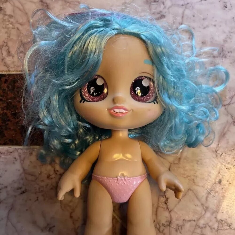 Moose Kindi Kids Pre-School 10" Doll Blue Hair Big Pink Eyes Bobble Head